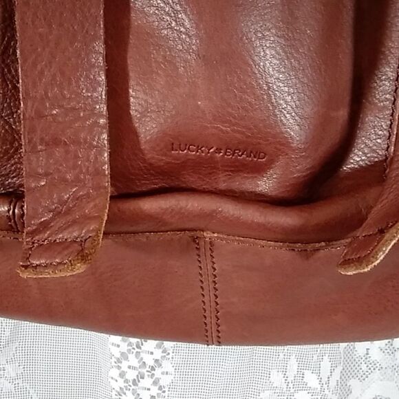 VINTAGE LARGE LUCKY BRAND EST 1990 100% LEATHER KOOBA BROWN .*5 UNISEX - Picture 6 of 16